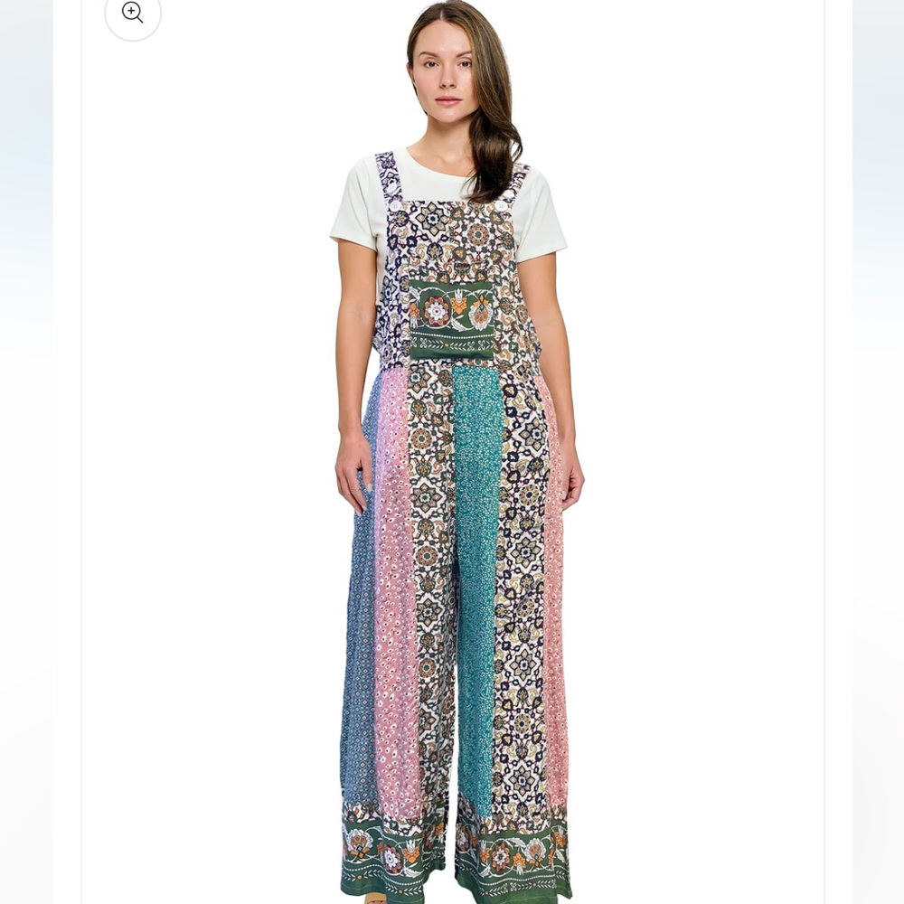 Yak & Yeti 25235 Boho Floral Patchwork Overall
